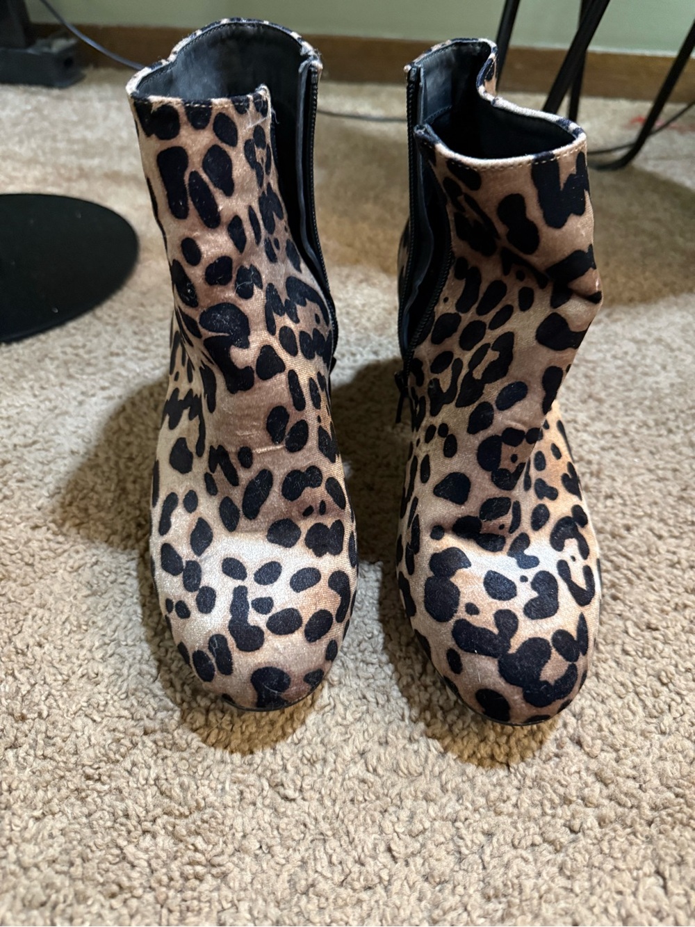 Cheetah ankle boots.